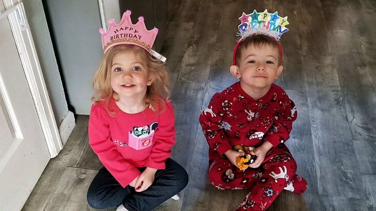 Emily and Tommy, who were treated for CDH at Children's Colorado, wear birthday tiaras.