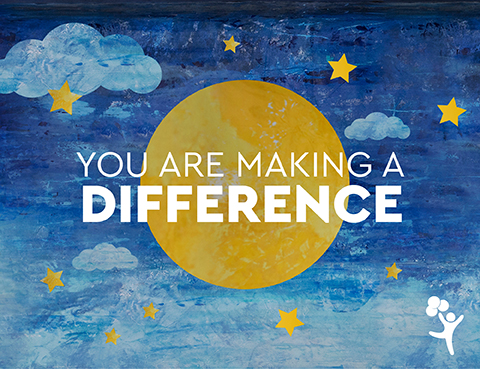 "You are making a difference" message written over a scene of the moon and stars