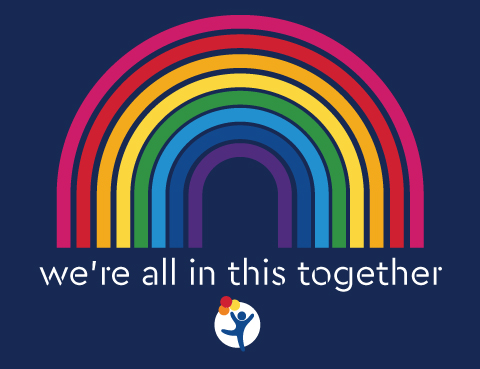 Rainbow with message "We're all in this together"